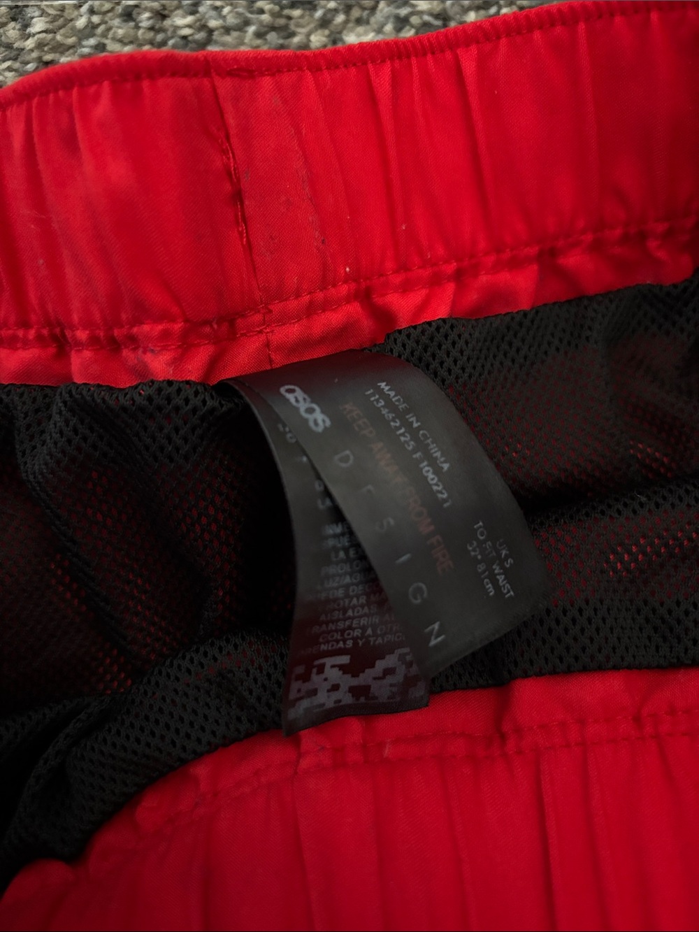 ASOS Red Men's Swim Trunks with Drawstring - Picture 2 of 3